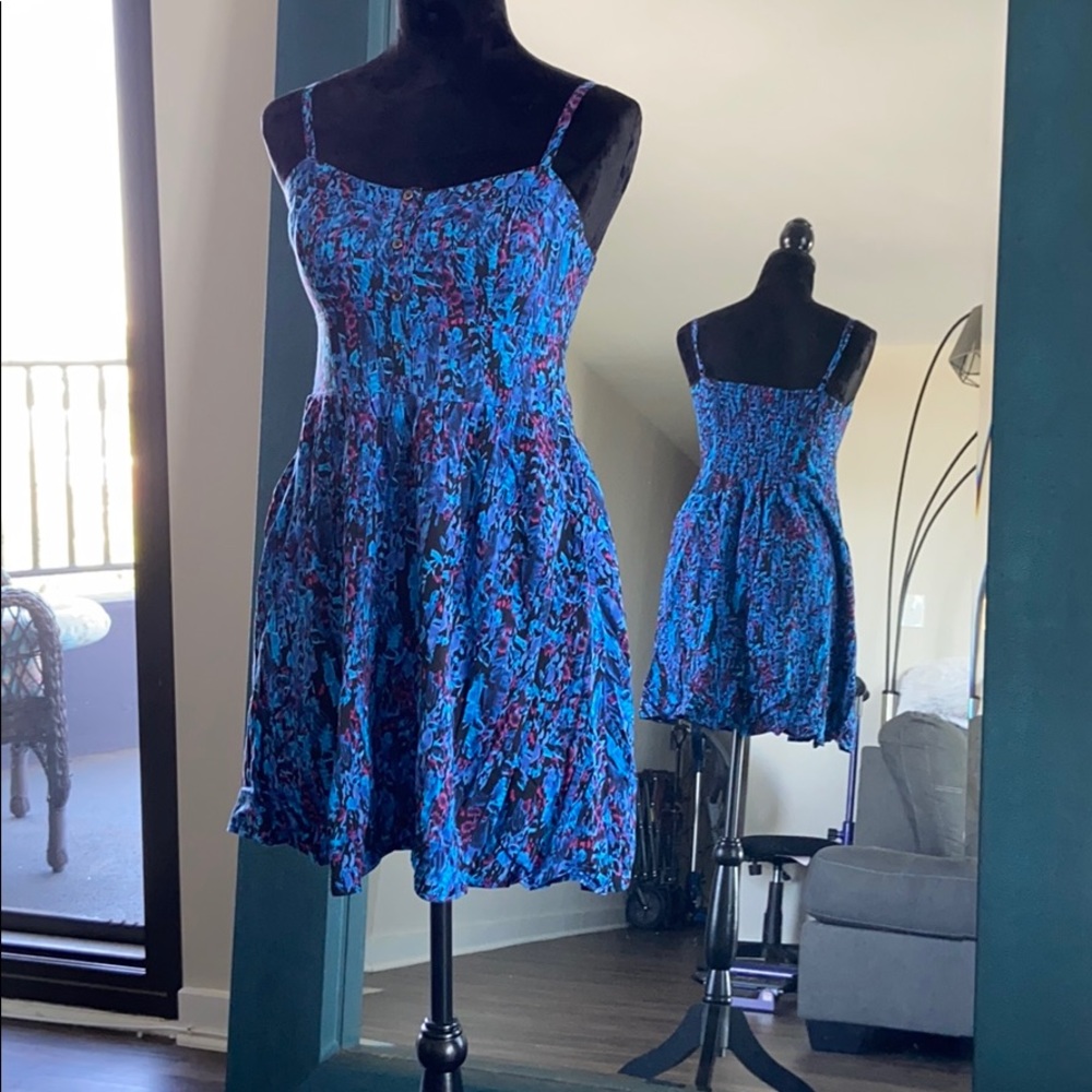 Express Blue Mini Dress with Pink details